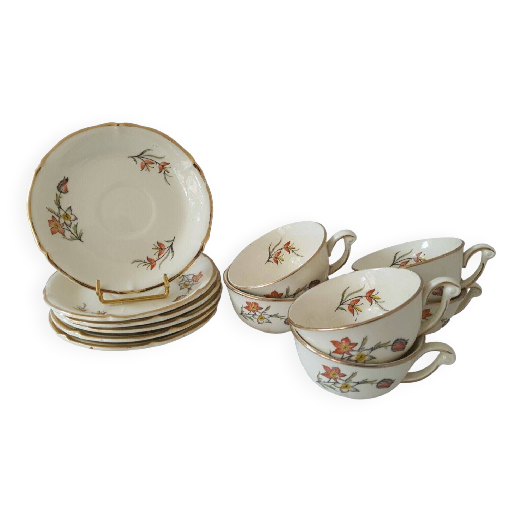 Saverne Céranord Saint Amand Semi Vitrified Tea Service 12 Pieces 1960s