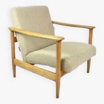 Fauteuil bouclette beige , 1970s ( gfm-142)