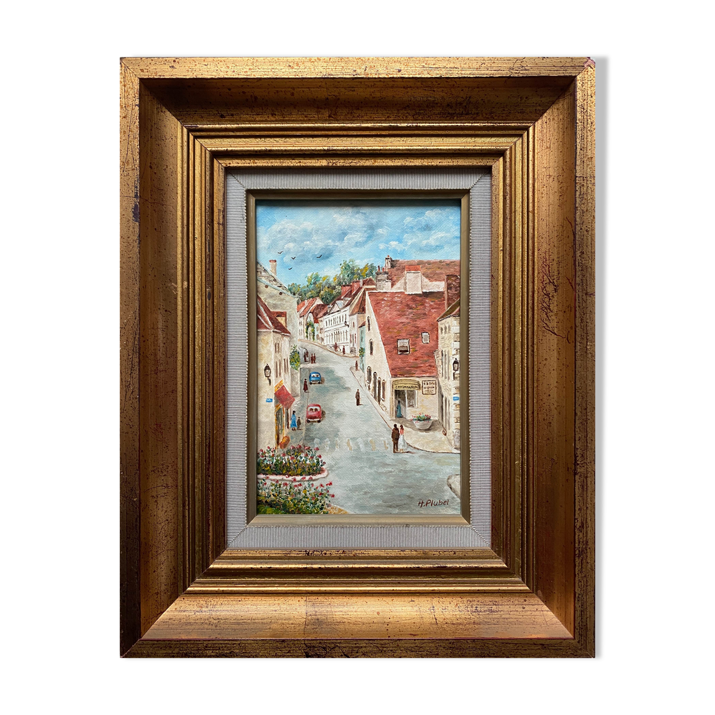 Table HST Henri Plubel (XX°) "Grande rue de Mrirebeau dur Bèze" + frame