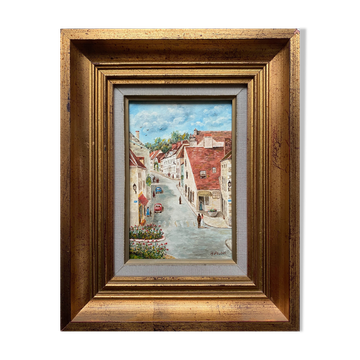 Table HST Henri Plubel (XX°) "Grande rue de Mrirebeau dur Bèze" + frame