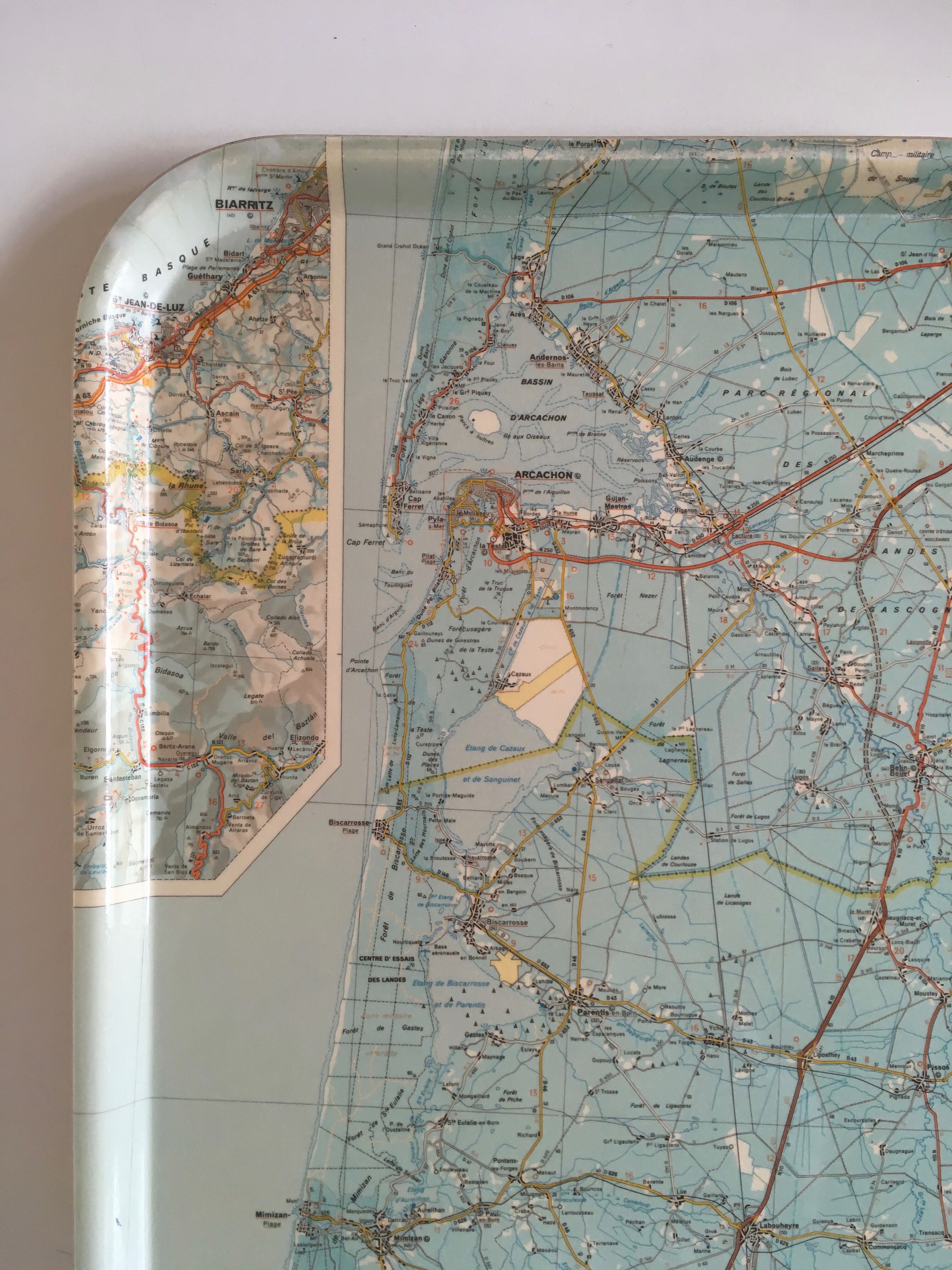 Plateau map of France Cap Ferret Le Pyla 1960