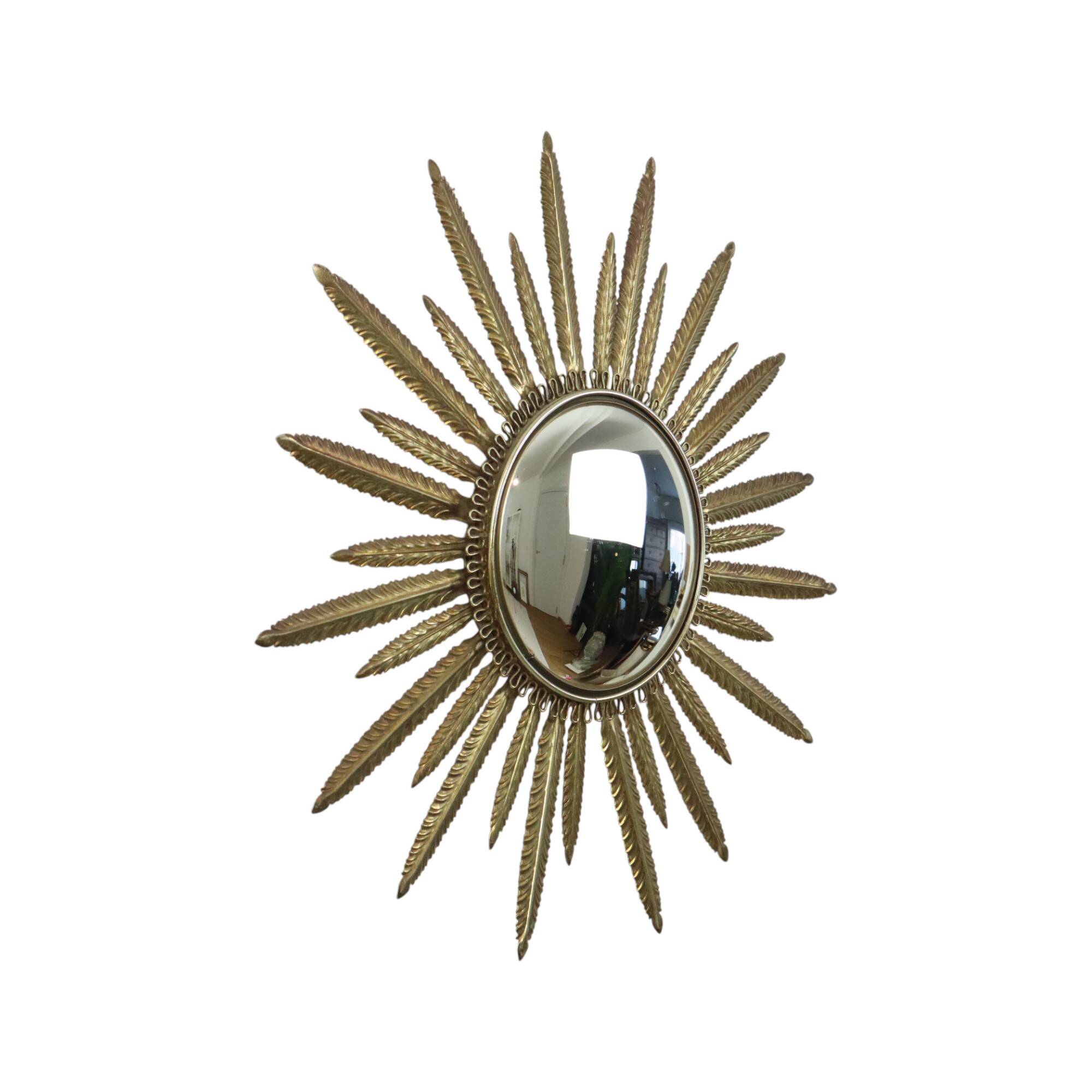 Mid Century Copper Plated Metal Sun Mirror Deknudt Convex 55cm