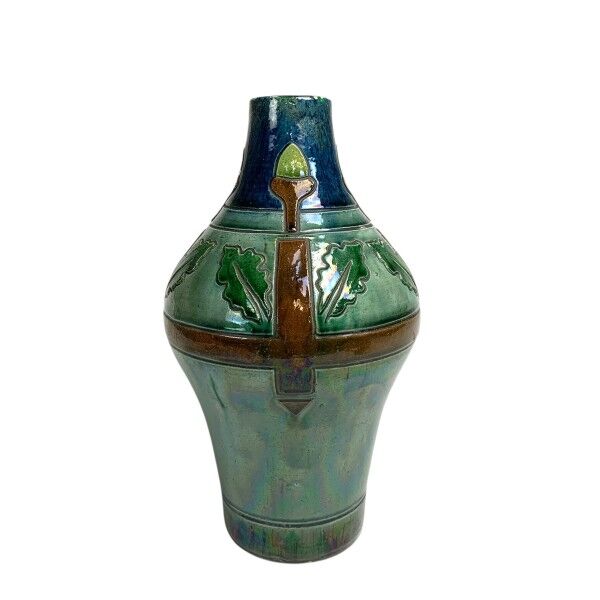 Art Deco Flemish vase with acorn and oak leaf motifs, 1920s