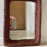 Vintage rattan wall mirror