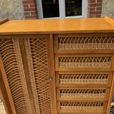 Chest of drawers in vintage rattan 60s