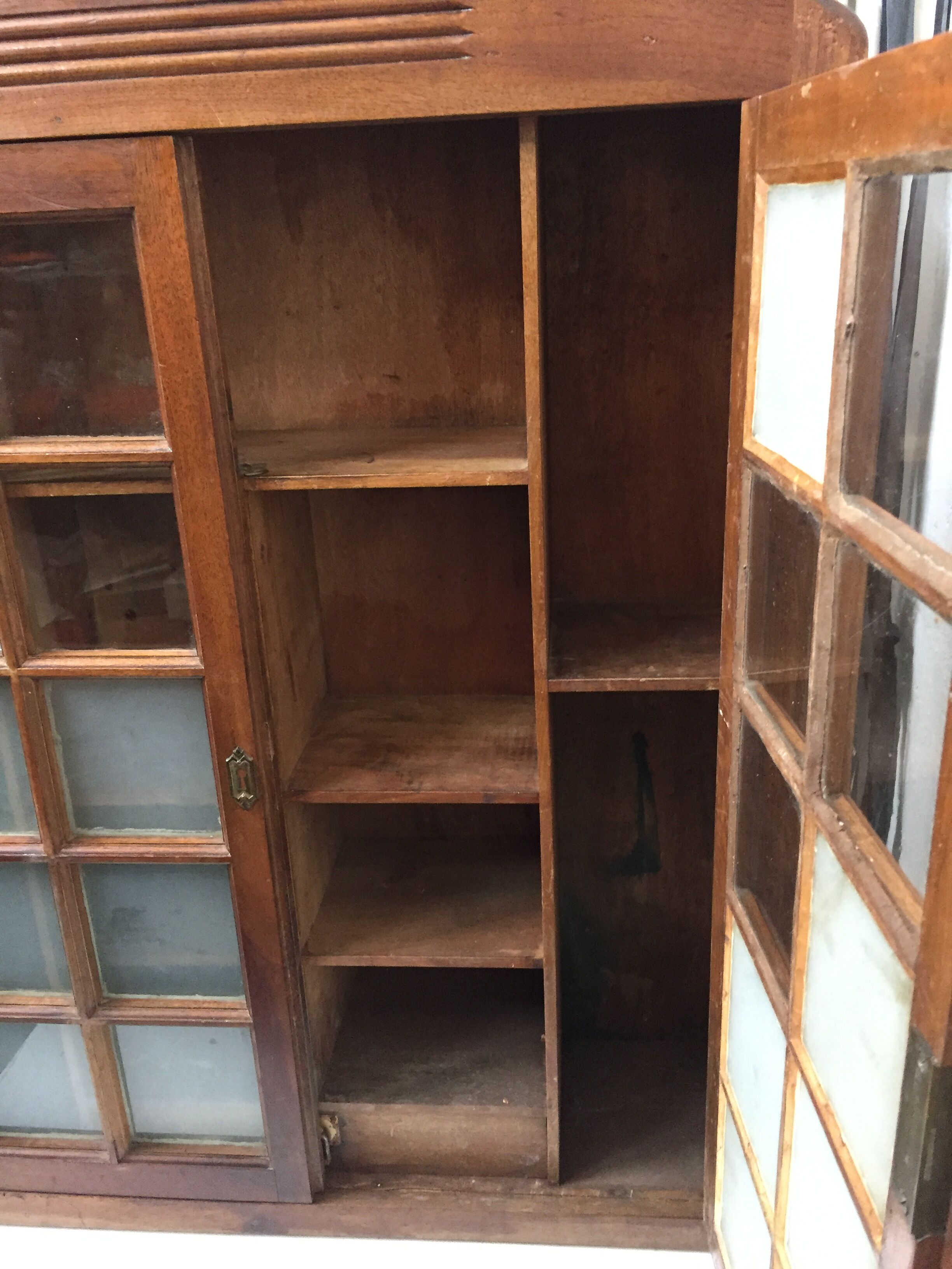 Old wall case has pharmacy