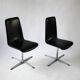 Pair of vintage swivel armchairs in black vinyl, 1970s