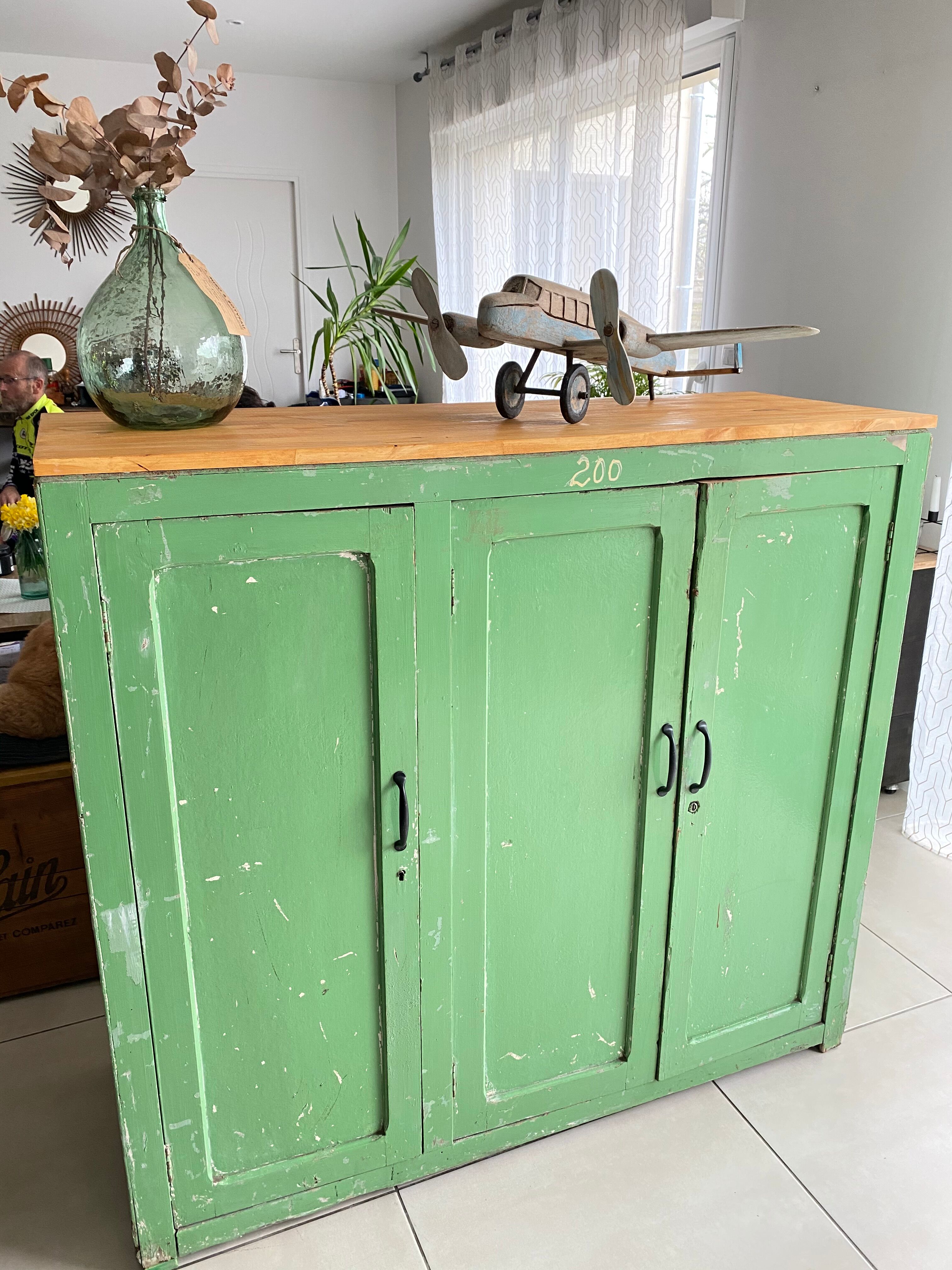 Meuble de métier en bois vintage