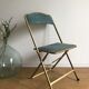 Vintage chaisor folding chair golden frame and blue velvet