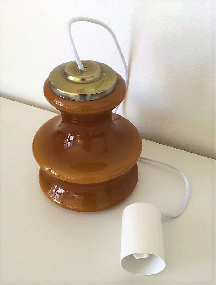 Vintage amber opaline hanging lamp 70 years
