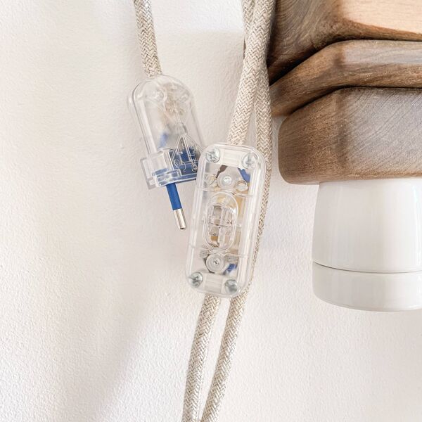 Lampe baladeuse en bois câble lin
