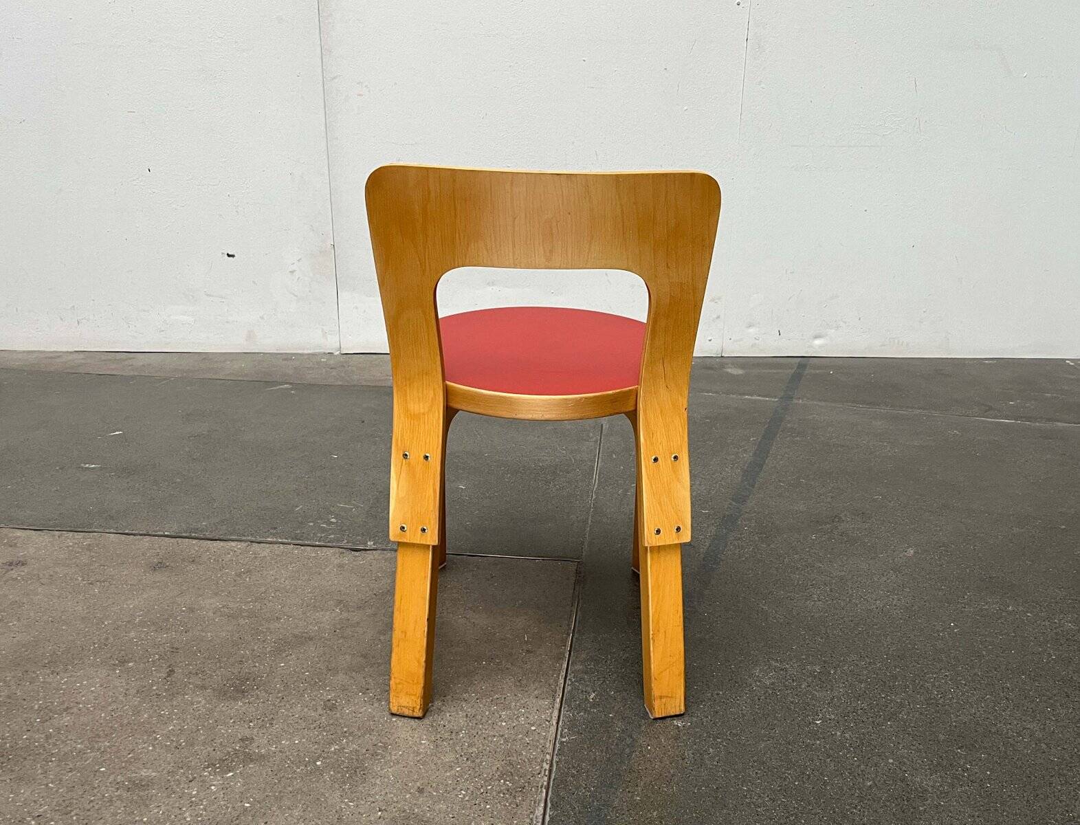 Vintage Red Children's Chair in Linoleum N65 by Alvar Aalto for Artek, Finland, 1970s
