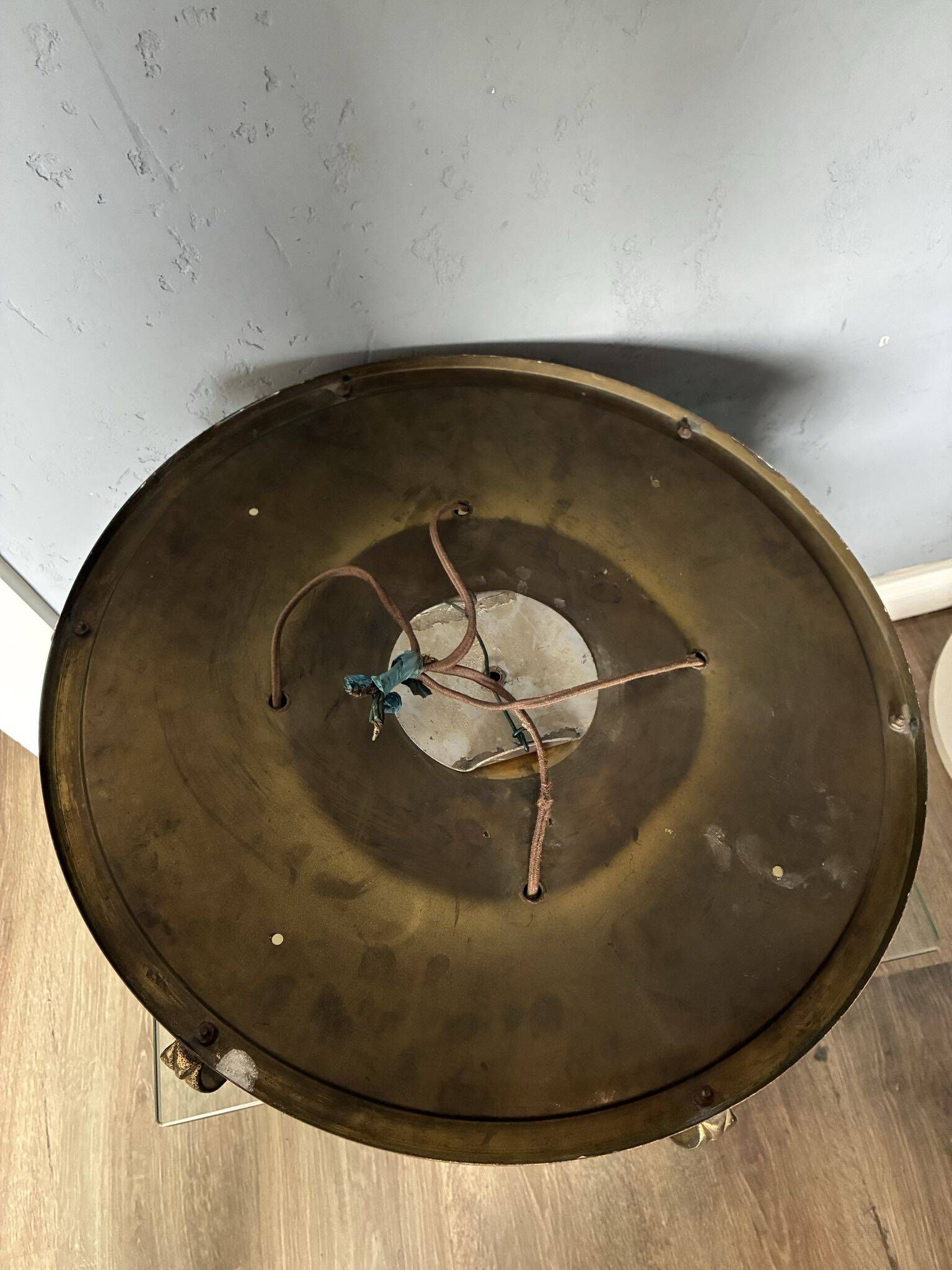 Large Art Deco ceiling light, brass and glass, 1920s
