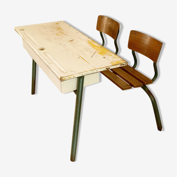 Double school desk from the 1950s