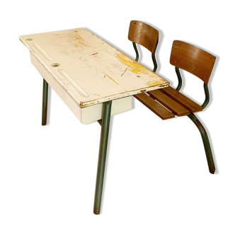 Double school desk from the 1950s