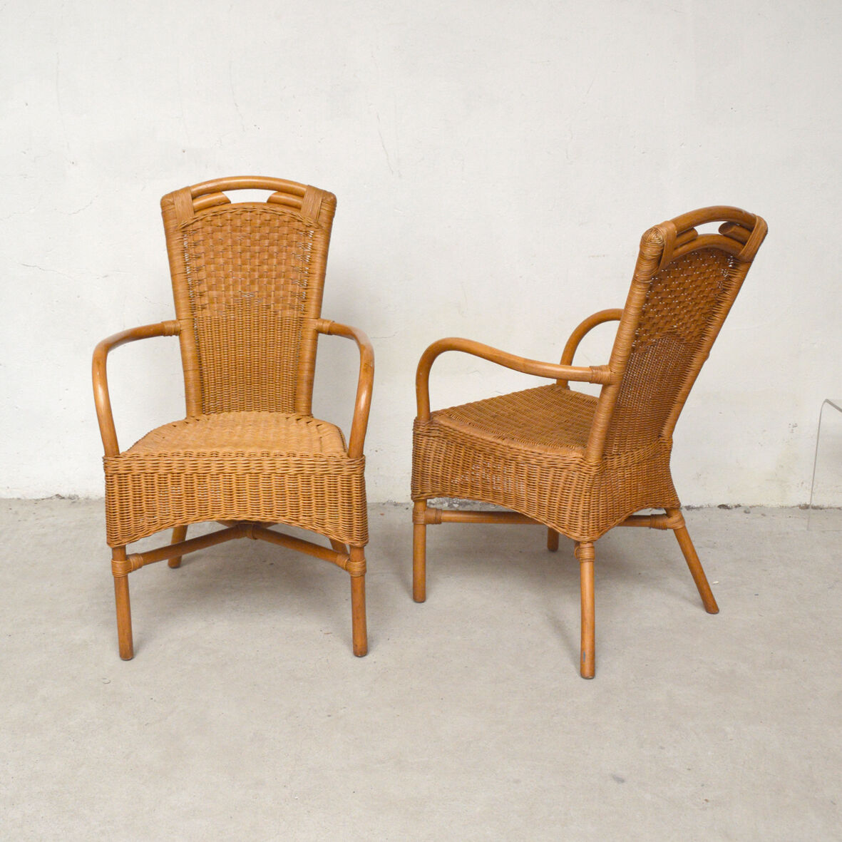 Pair of rattan armchairs