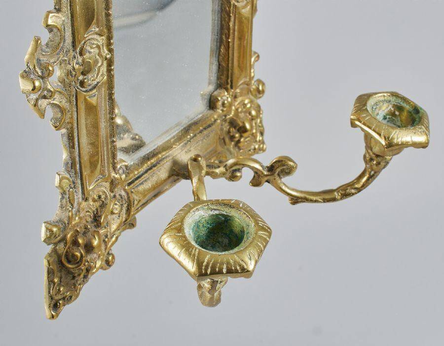 Appliques en laiton antique avec miroirs, Suède