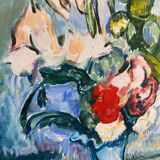 Still life with apples and flowers