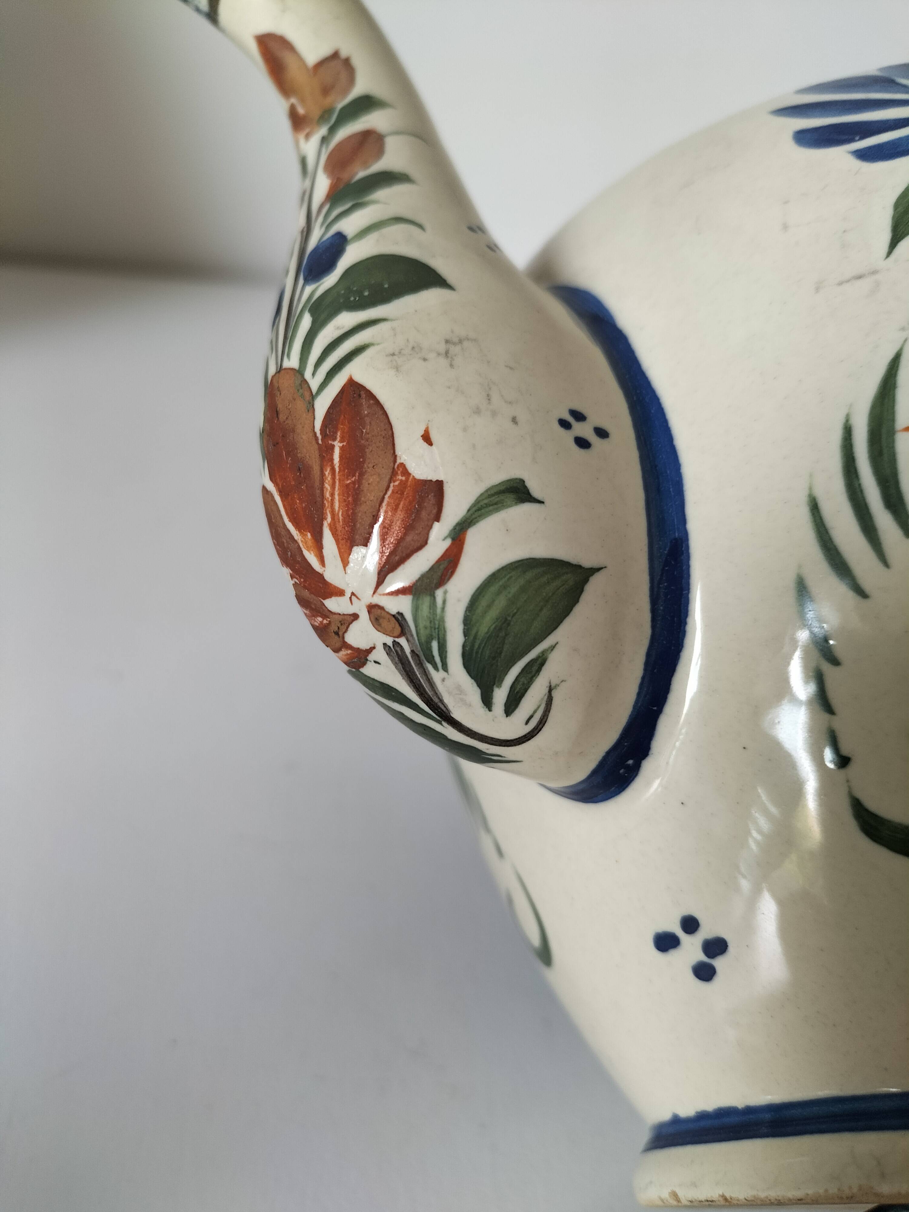 Henriot Quimper teapot – floral relief decoration