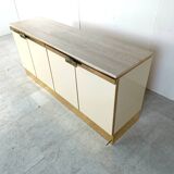 Crédence vintage laquée et laiton, 1980