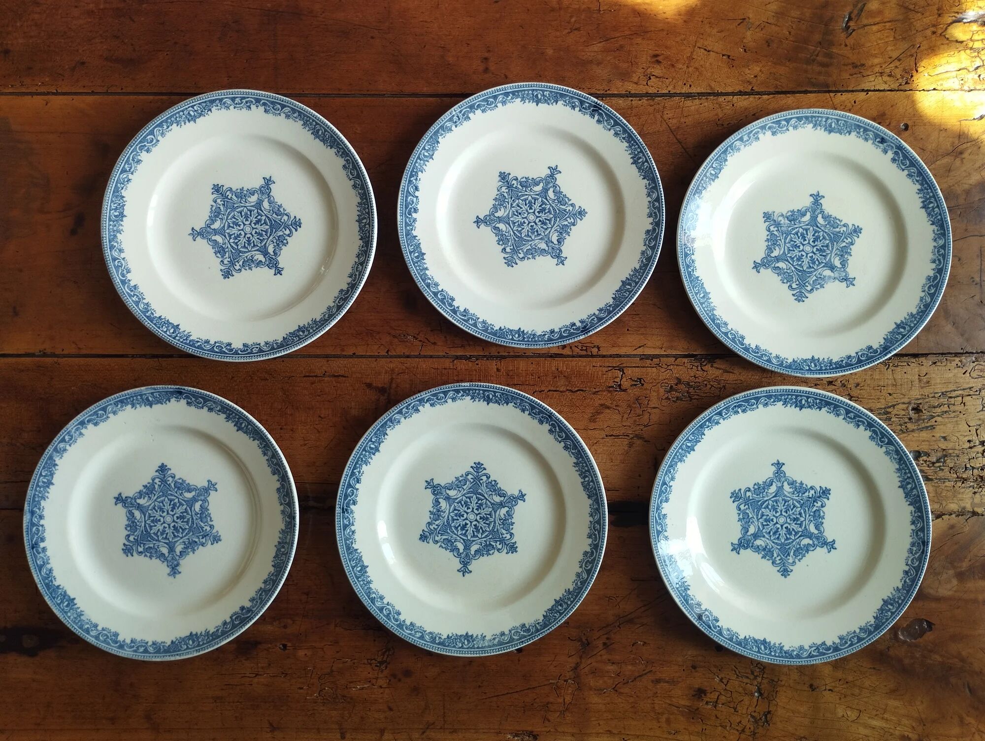 6 dessert plates ironstone J. Vieillard Bordeaux "Garland"