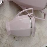 Coffee service, art deco tea, powder pink and silver stamped Czechoslovak porcelain