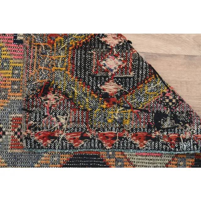 1970s Vintage Turkish Oushak Handmade Colorful Runner Rug 145x243