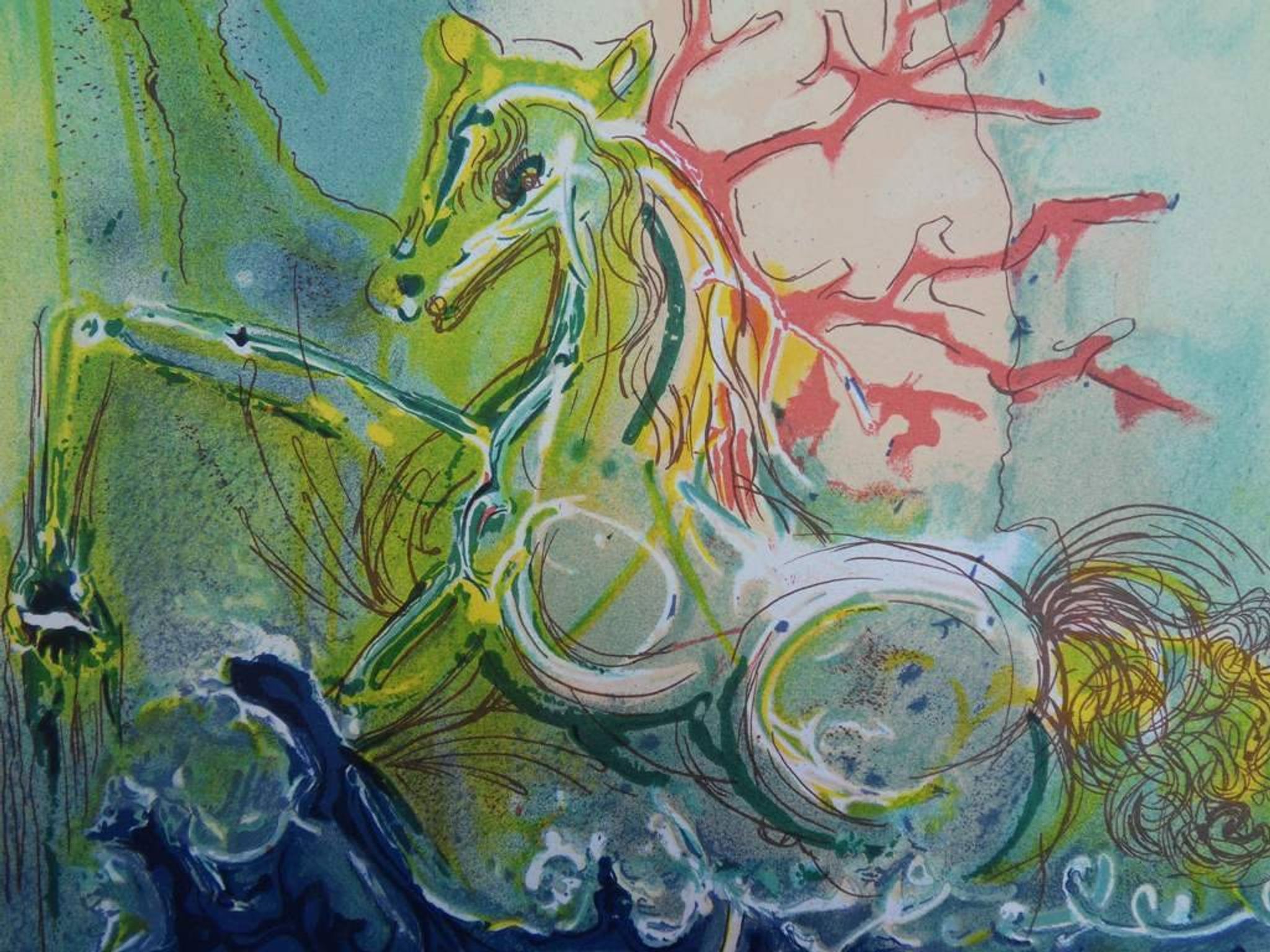 Salvador Dali: Horses - Neptune, signed lithograph