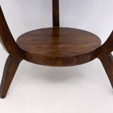 Art Deco dark wood round coffee table - mirror