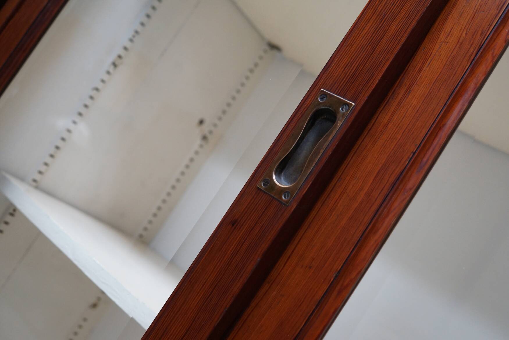Large Antique Belgian Pitch Pine Apothecary Shop Cabinet / Vitrine, ca 1900