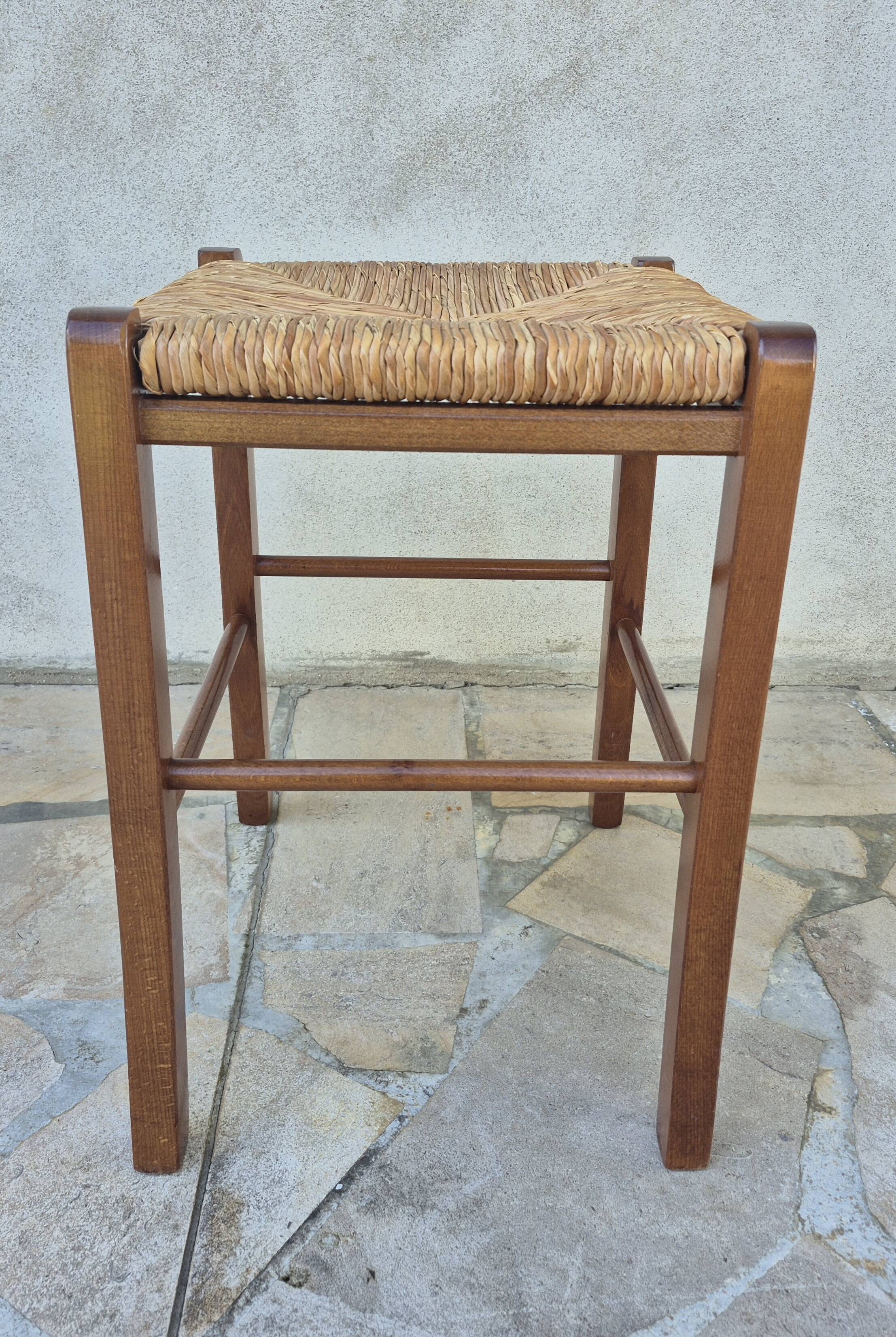 Tabouret paillé Français vintage