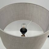 Swedish wooden lamp with glass paste cabochons, 1960s-70s