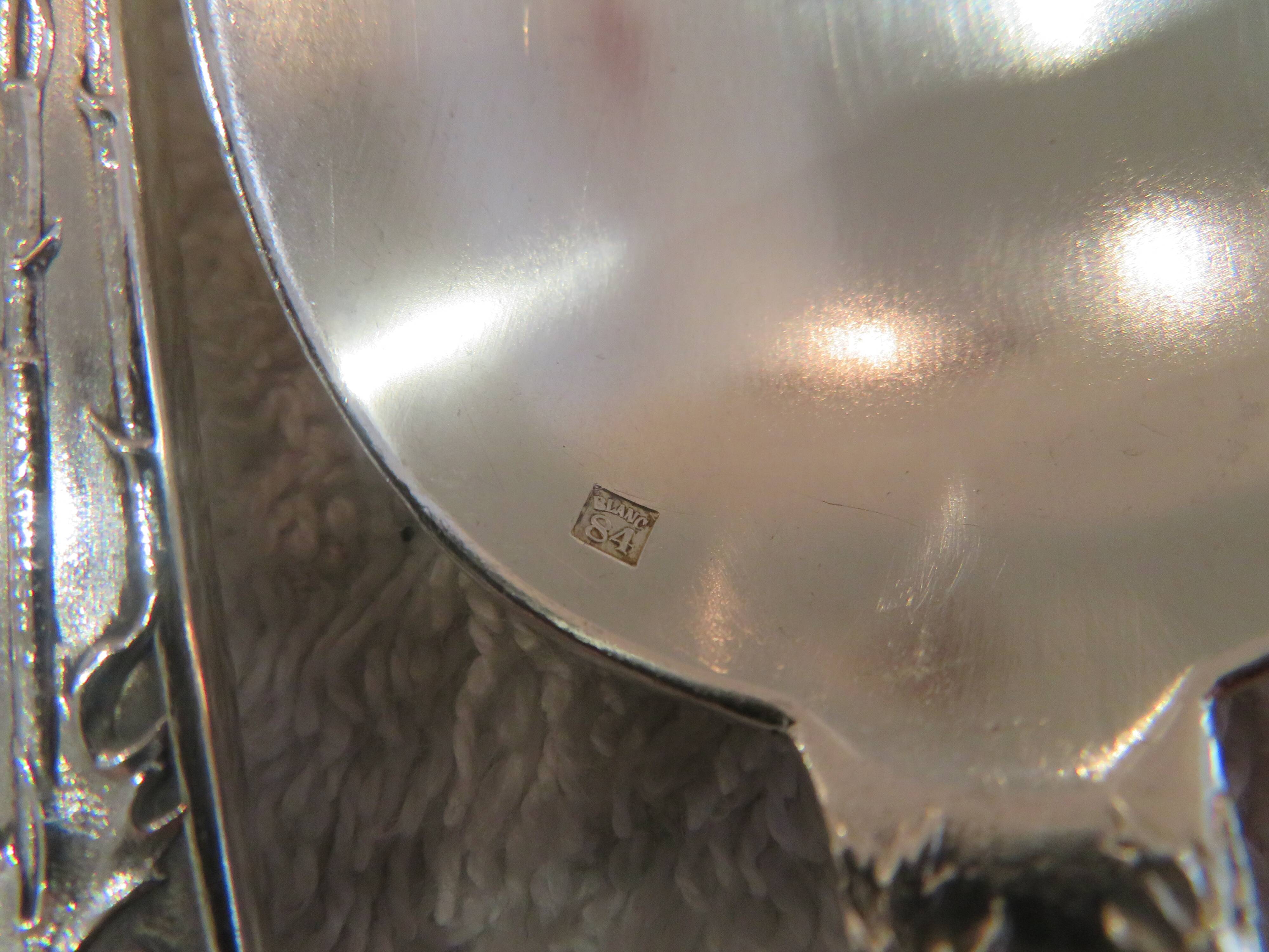 12 silver plated soup spoons by Boulenger, Art Nouveau Chardons