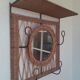 Rattan wall-mounted coat rack with mirror