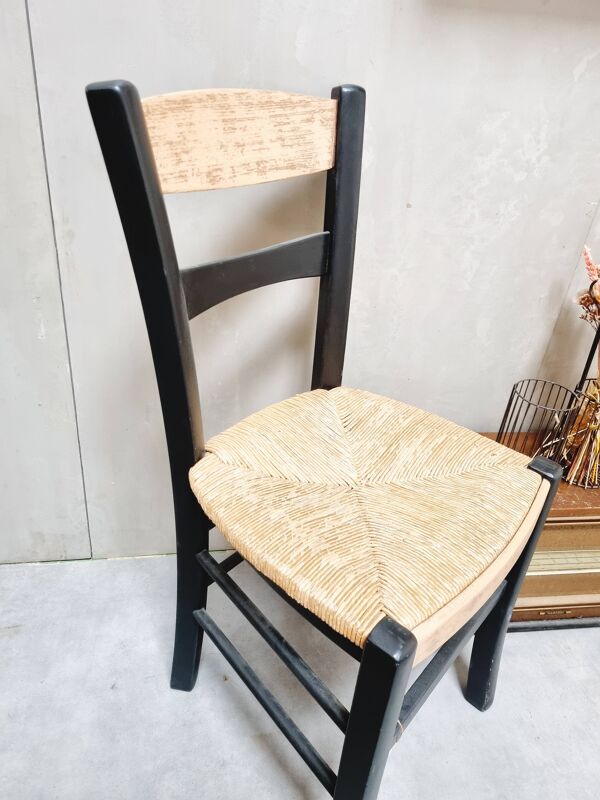 Chaise bistrot paille ancienne relookée