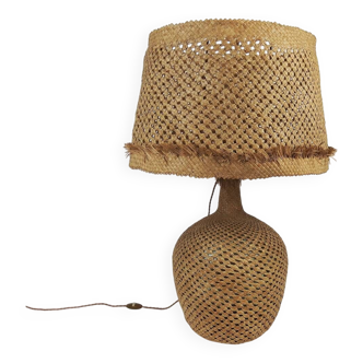 Large handmade raffia lamp