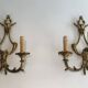 Pair of Louis XV style bronze wall sconces with 3 lights