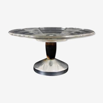 Cake holder, glass and metal, Circa 1930 (Art Deco)