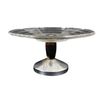 Cake holder, glass and metal, Circa 1930 (Art Deco)
