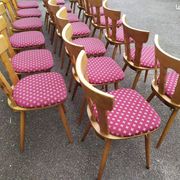 Set of 20 vintage wooden bistro chairs with cushions, year 7