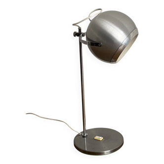 Eye ball lamp. 1970. Brushed stainless steel.