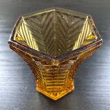 Octagonal amber vase