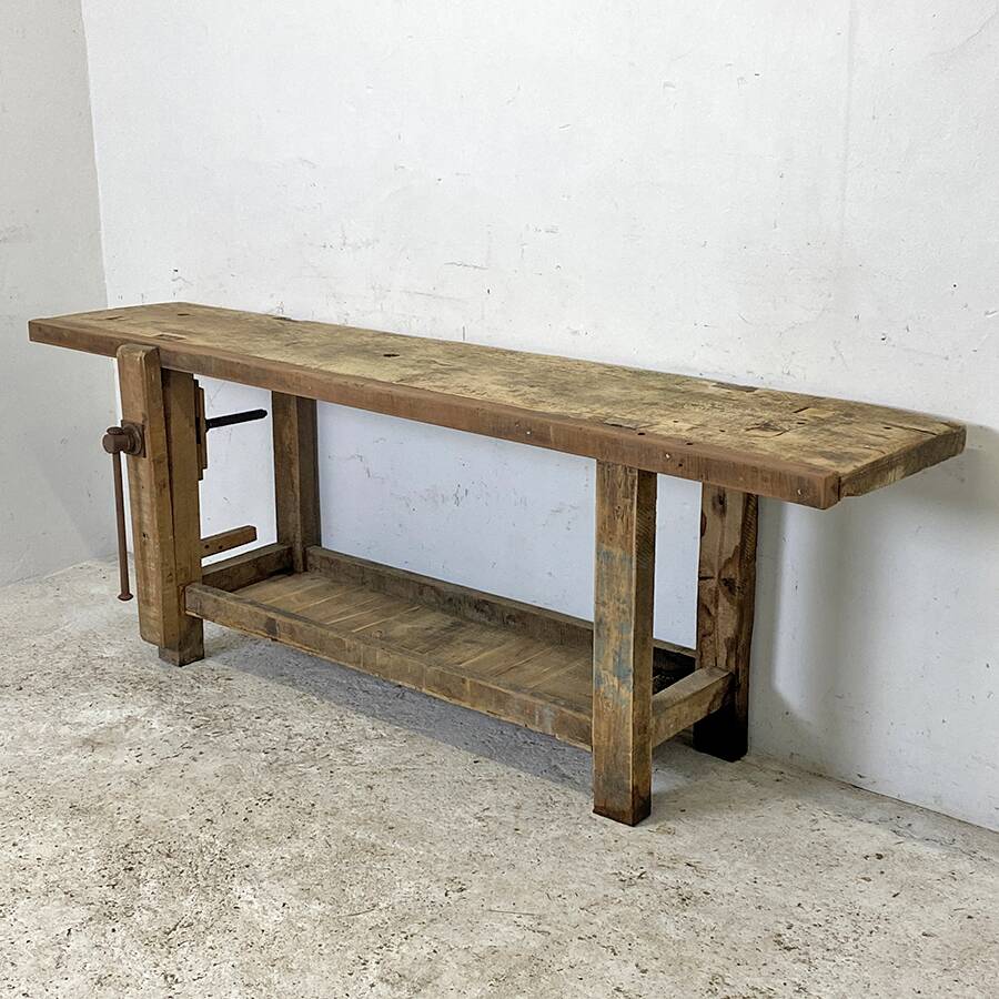 Old solid oak workbench