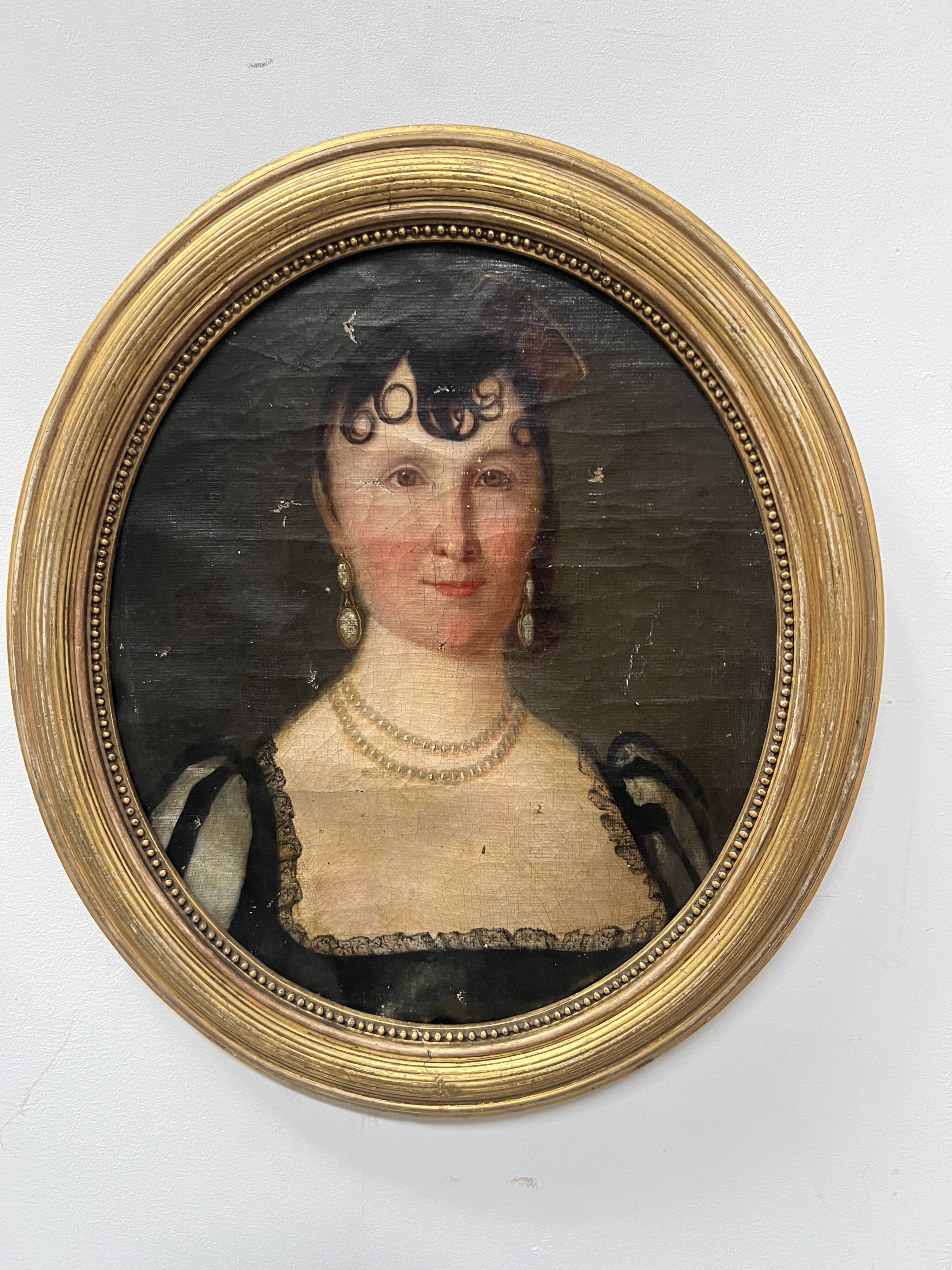 Oil on canvas "Bust of a Woman" 19th century
