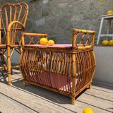 Coffre rotin vintage