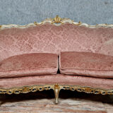 Banquette basket Louis XV Venetian lacquered and gilded wood circa 1900