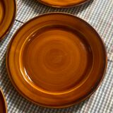 7 flat plates in earthenware Saint Clément vintage brown