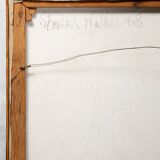 Vibrant mid-century oil painting Mount Fuji at sunset