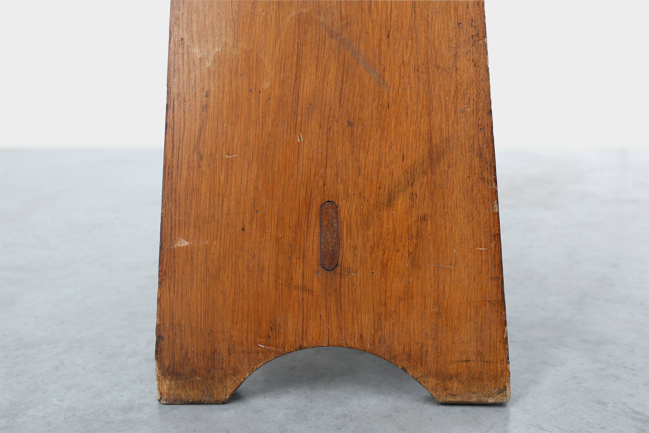 Rustic Pine Stool with Cut-Out Trestle Legs, Sweden, circa 1920