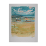 Paul COLLOMB: The ocean beach, original signed lithograph.